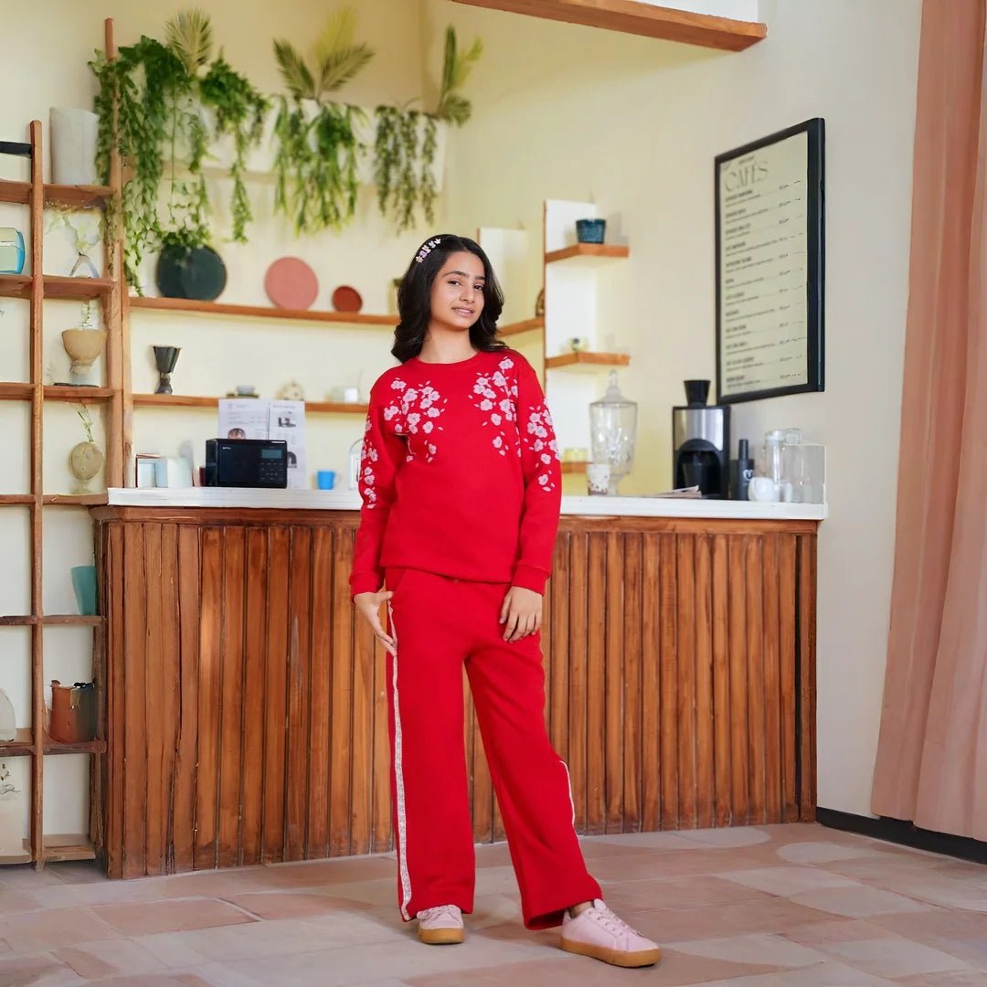 Printed Fleece Sweatshirt – Cherry
