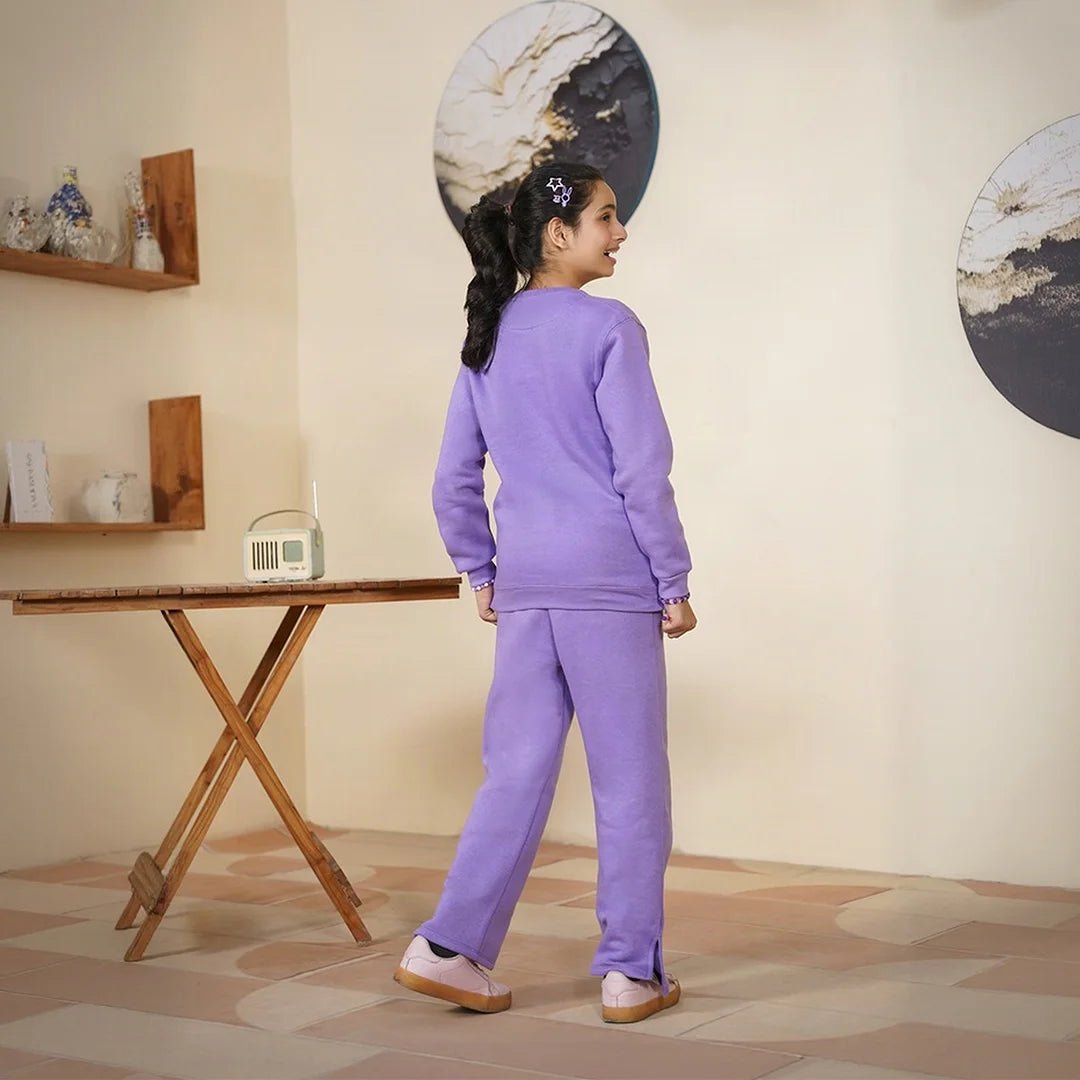 Embroidered Fleece Sweatshirt – Lavender