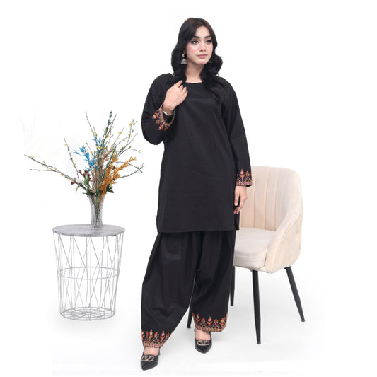 Black Embroidered Co-ord Set