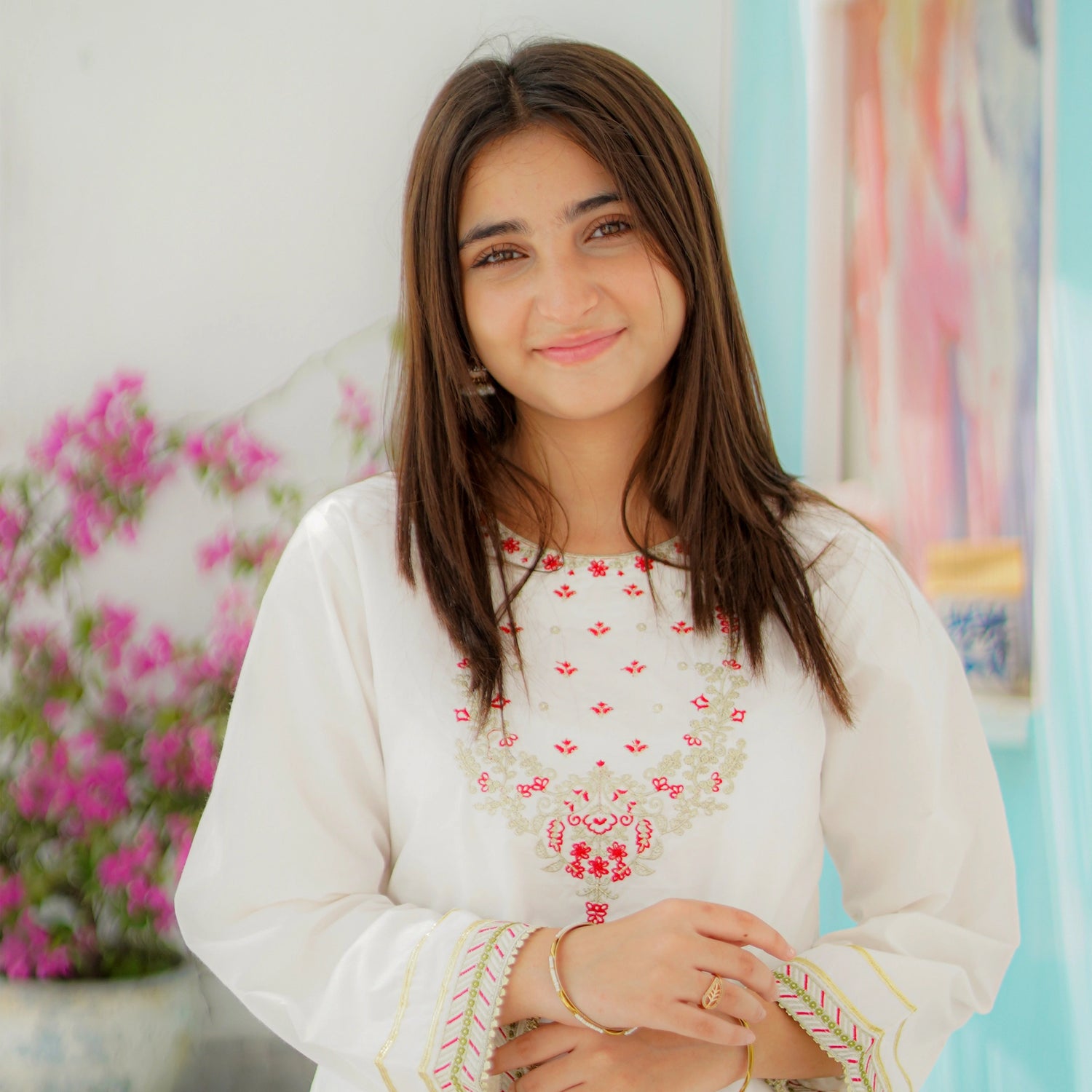 Embroidered Cotton Suit – Afsana for girls — Rangooz