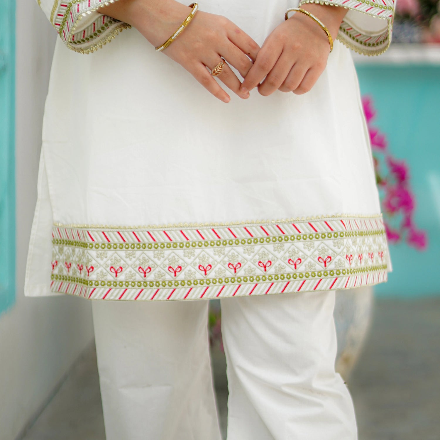 Embroidered Cotton Suit – Afsana for girls — Rangooz
