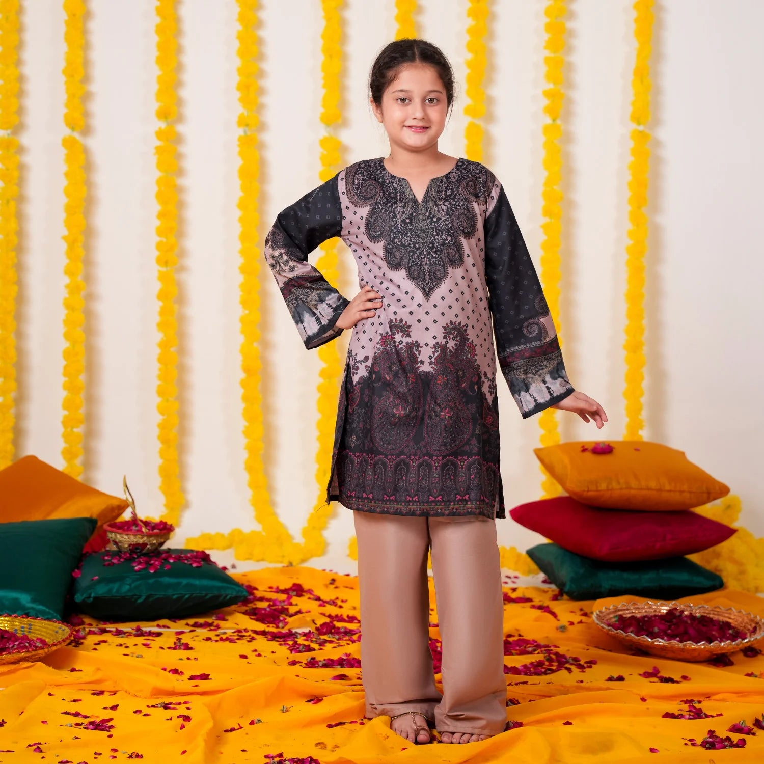 Printed Khaddar Suit - Mystic Mauve