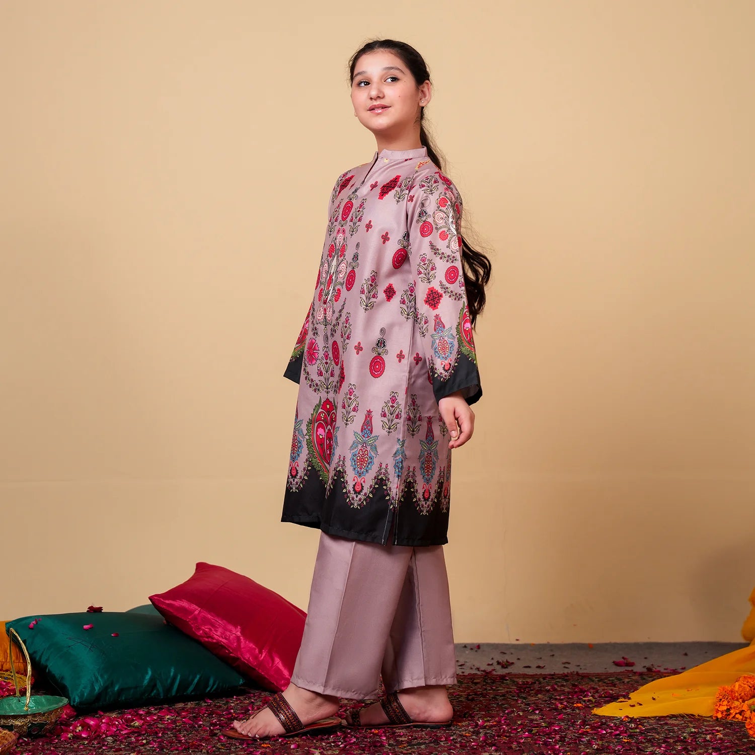 Printed Khaddar Suit - Blush Blossom
