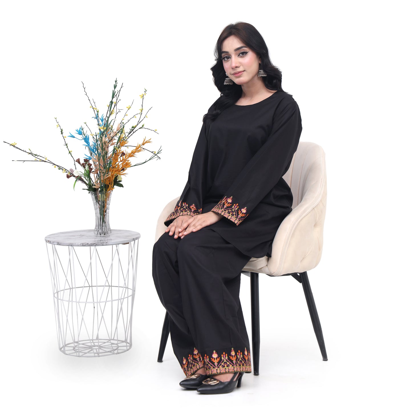 Black Embroidered Co-ord Set