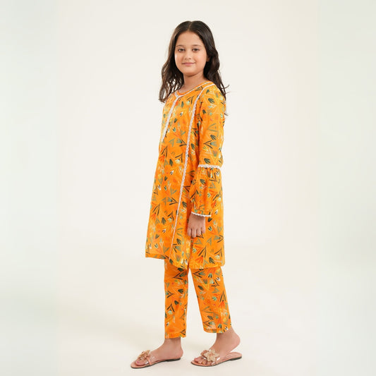 Printed Lace Dress –  2PC