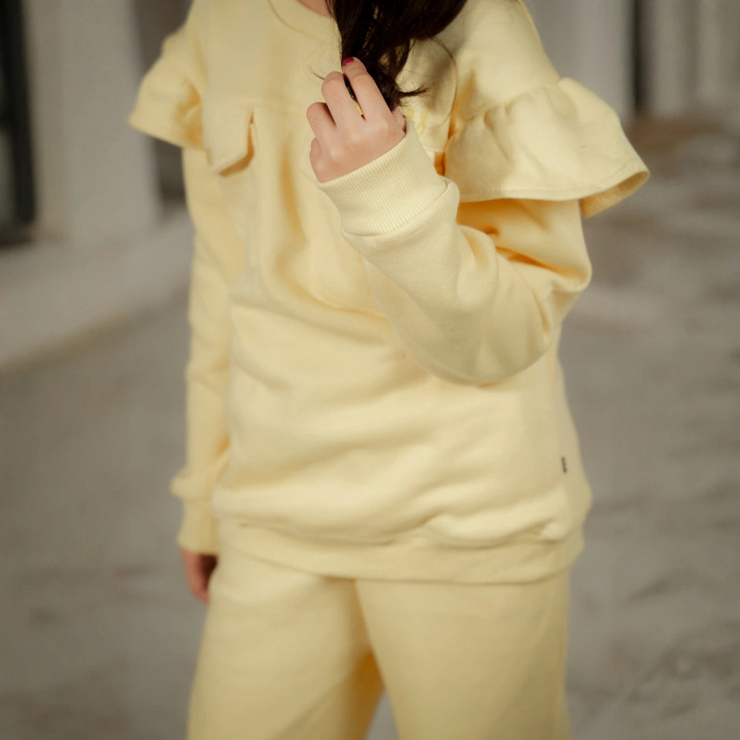 Sunny Ruffle Cozy Fleece Set - Pastel Yellow