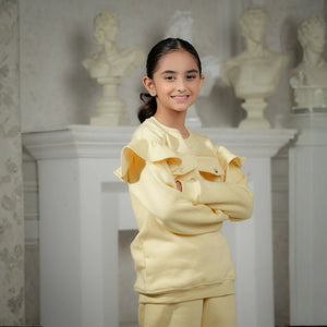 Sunny Ruffle Cozy Fleece Set - Pastel Yellow for girls — Rangooz