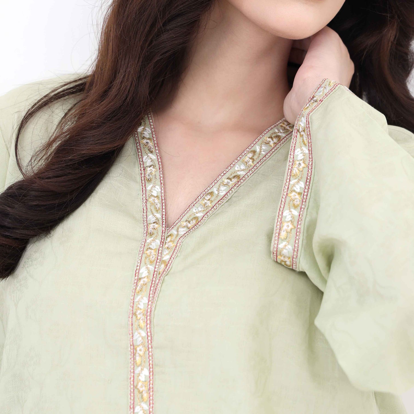 Olive Embroidered Jacquard Suit