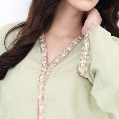 Olive Embroidered Jacquard Suit