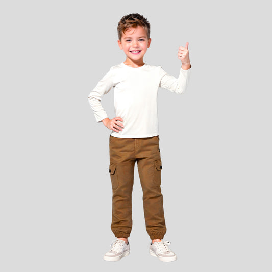 Brown Kids 6-Pocket Cargo Pant (Ages 2-16 Years) – 100% Cotton