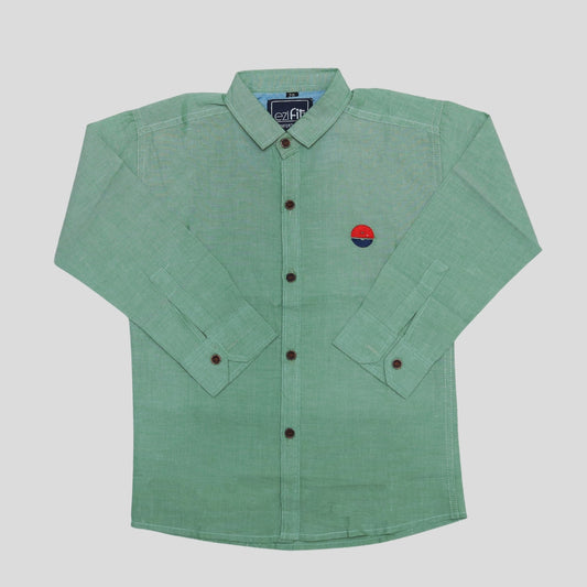 Green Cotton Summer Shirt – Plain, Soft, Breathable Comfort
