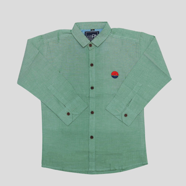 Green Cotton Summer Shirt – Plain, Soft, Breathable Comfort