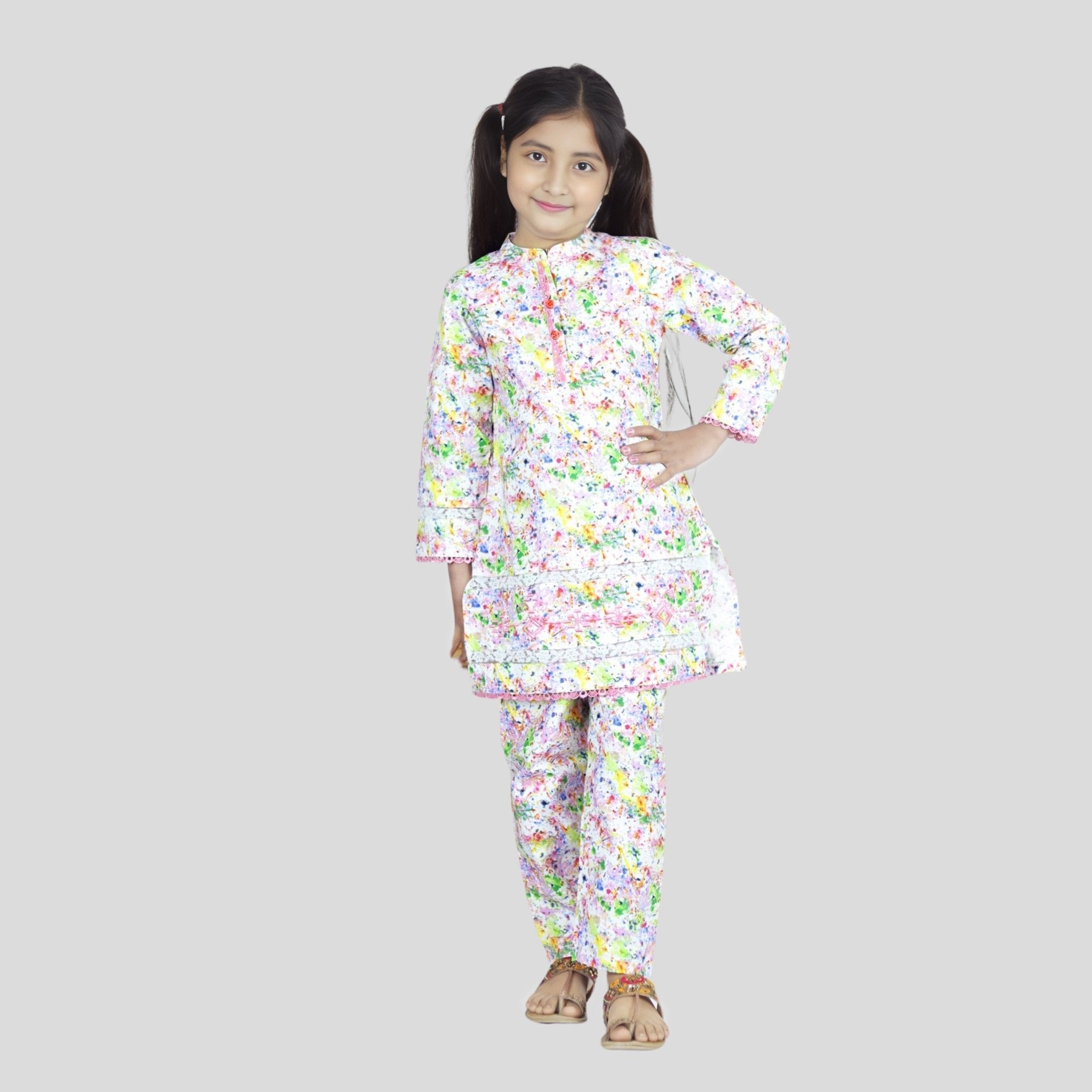 Multicolor Printed Cord Set for girls (1.5-5 years) – 100% Cotton — Rangooz