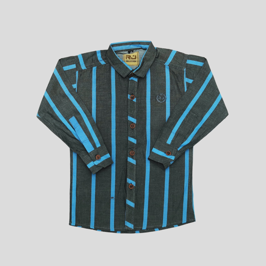 Blue & Grey Cotton Box Check Summer Shirt