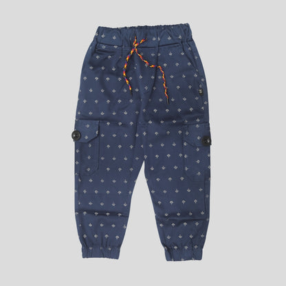 Navy Blue Print Kids 4-Pocket Cargo Pant (Ages 2-8 Years) – 100% Cotton