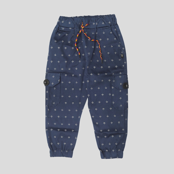 Navy Blue Print Kids 4-Pocket Cargo Pant (Ages 2-8 Years) – 100% Cotton