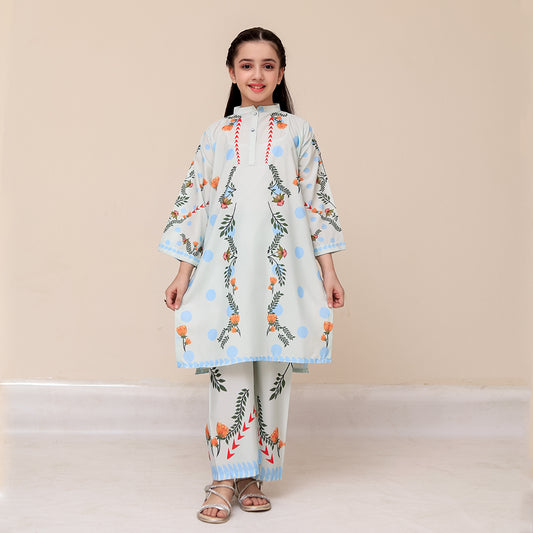 Trendy Printed Silk Co-ord Set – Elegant Looks for Girls
