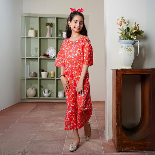 Cherry-Twist – Printed Lawn Jumpsuit