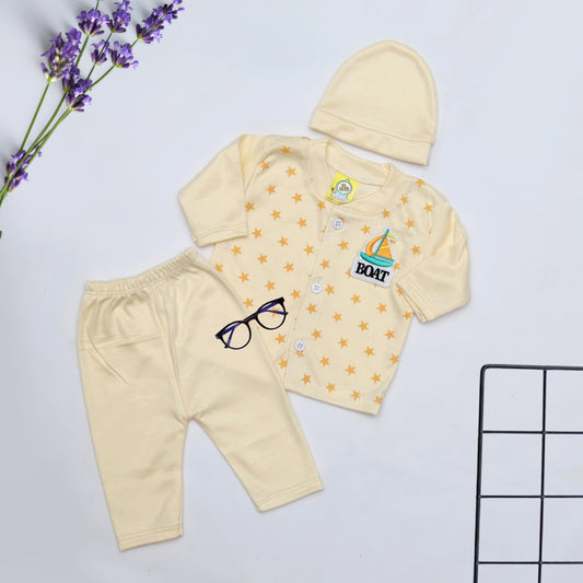 Star Printed 3 piece night suit