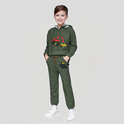 Shady Green Truck Printed Fleece Tracksuit