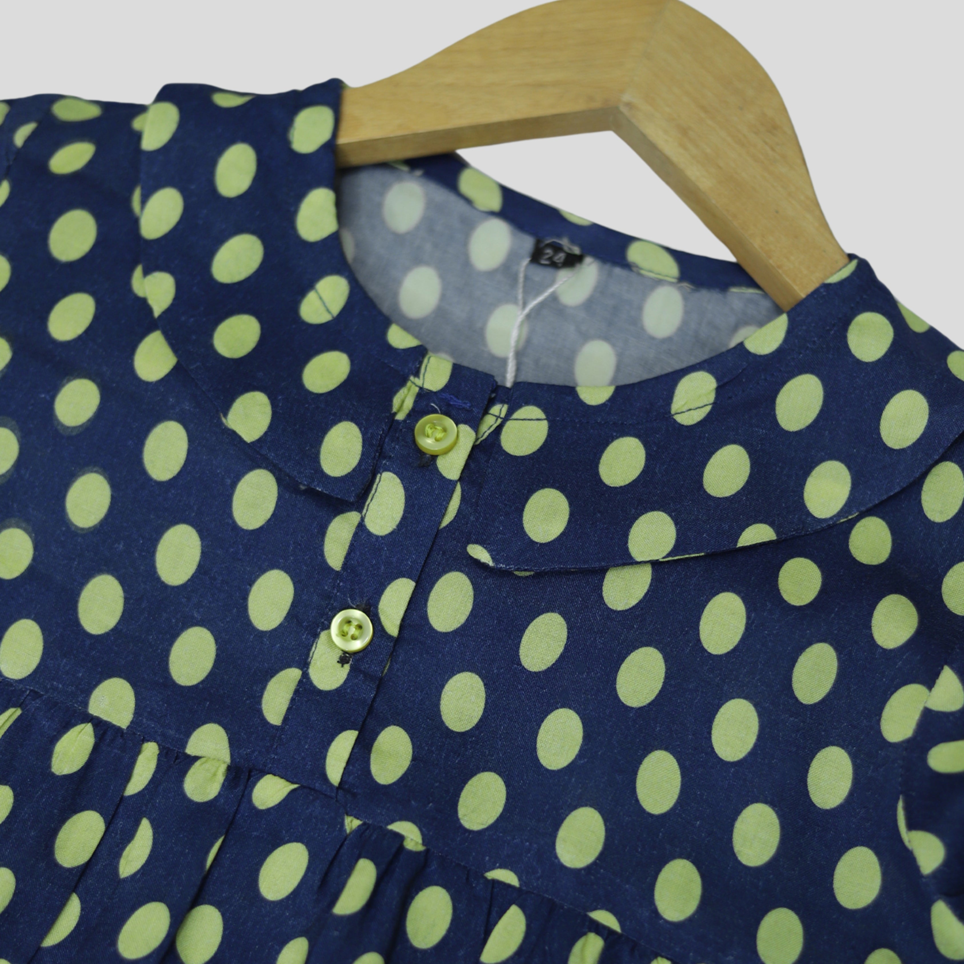 Polka Dotted Printed Linen Frock
