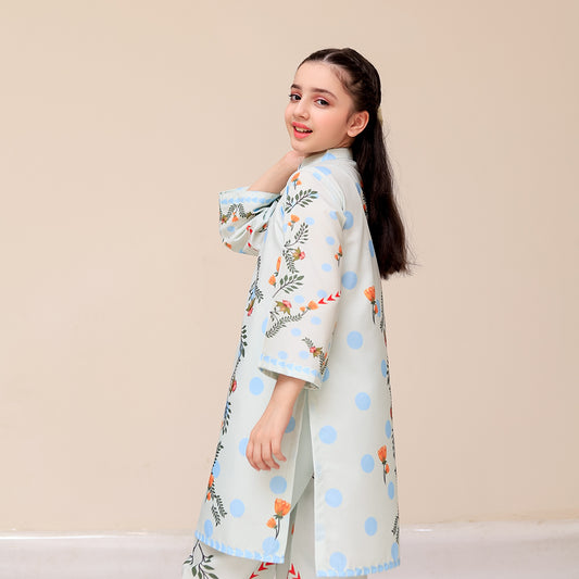 Trendy Printed Silk Co-ord Set – Elegant Looks for Girls