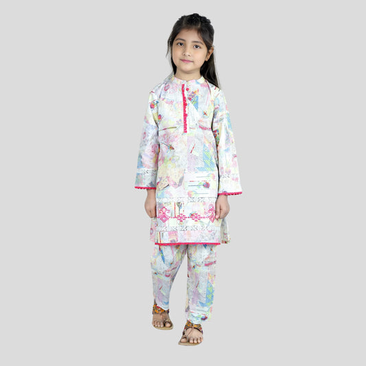 Multicolor pink lace cord set