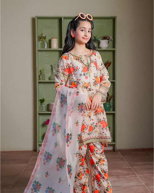 Floral Lawn 3PC Lace Suit