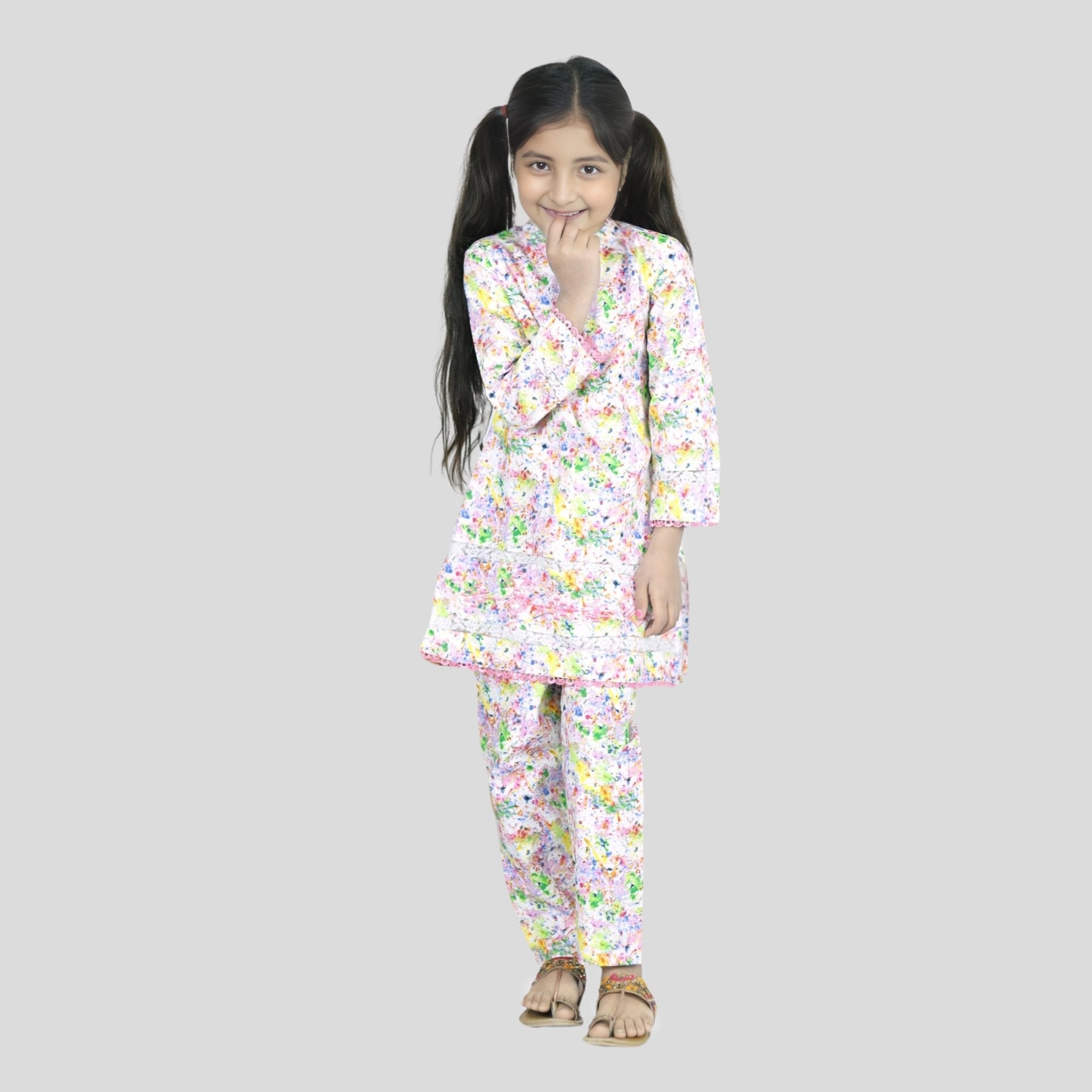 Multicolor Printed Cord Set for girls (1.5-5 years) – 100% Cotton — Rangooz