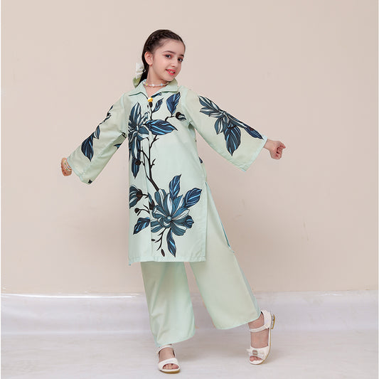 Ready to Wear Printed Silk Co-ord Set – Premium Stitched for Girls
