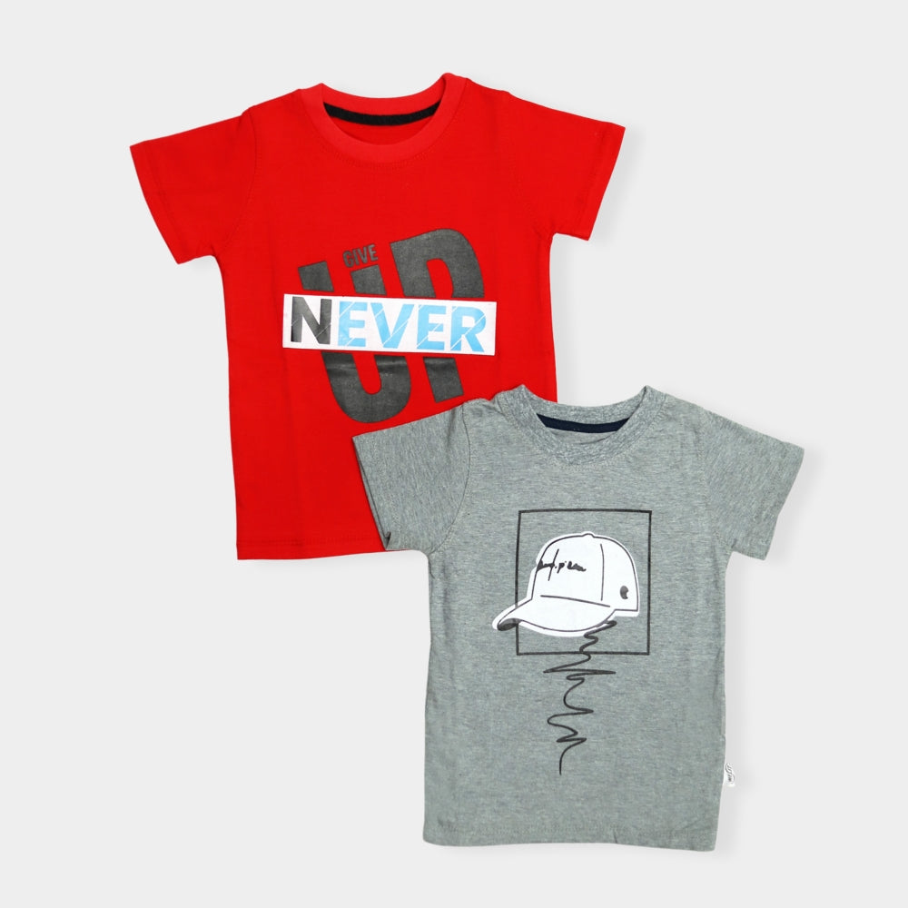 Pack of 2 Boys Never Give up Red - Gray