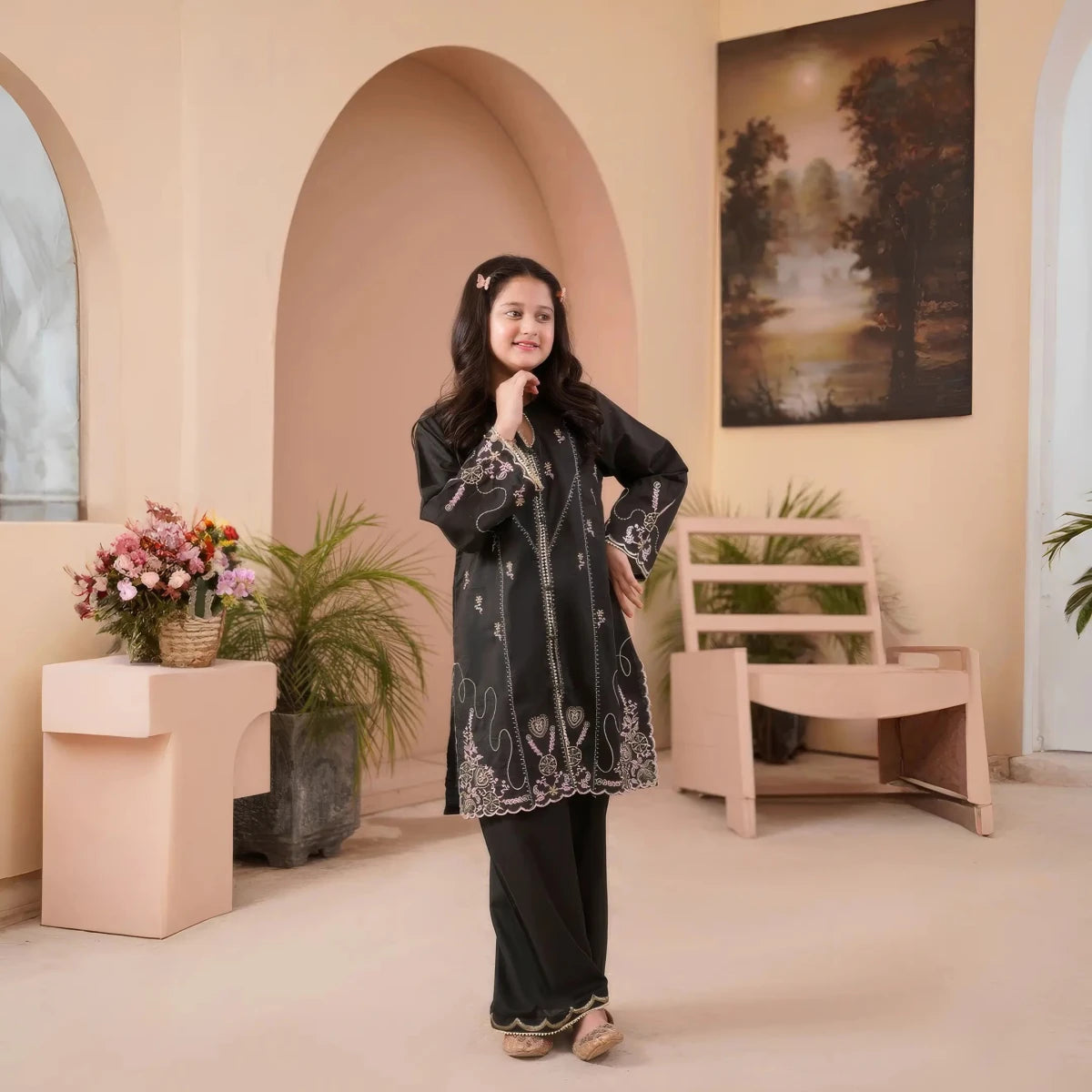 Embroidered Khaddar Suit - Black Rose
