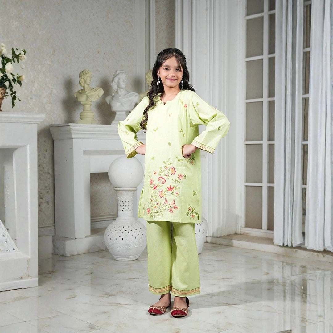 Embroidered Khaddar Suit - Mint Blossom