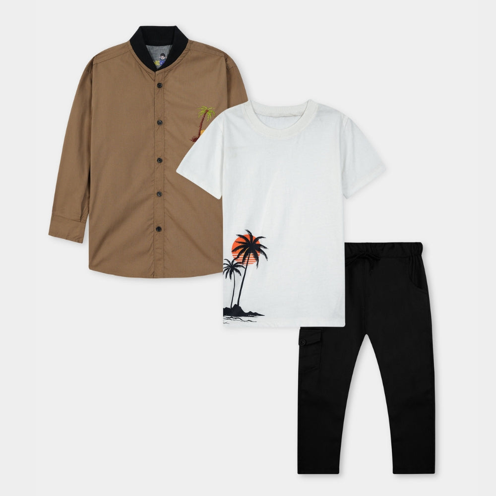 Palm Tree Graphic Tropical Boys Toddler Set (3 Piece)