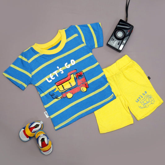 Cotton Combo Boys Top & Bottom Set | Blue