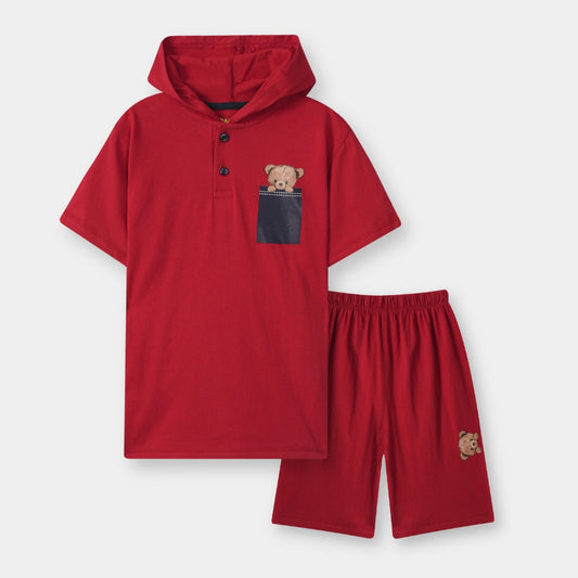 Cute Bear Hoodie and Shorts Set for Kids