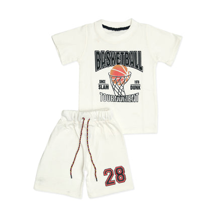 Summer Cotton Suit with Basketball Print – Soft & Stylish
