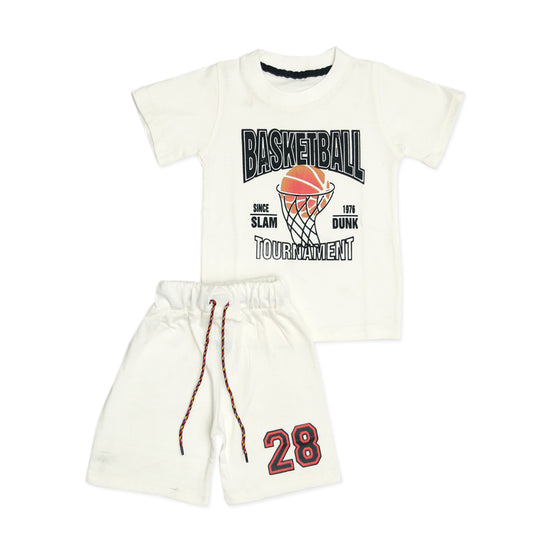 Summer Cotton Suit with Basketball Print – Soft & Stylish