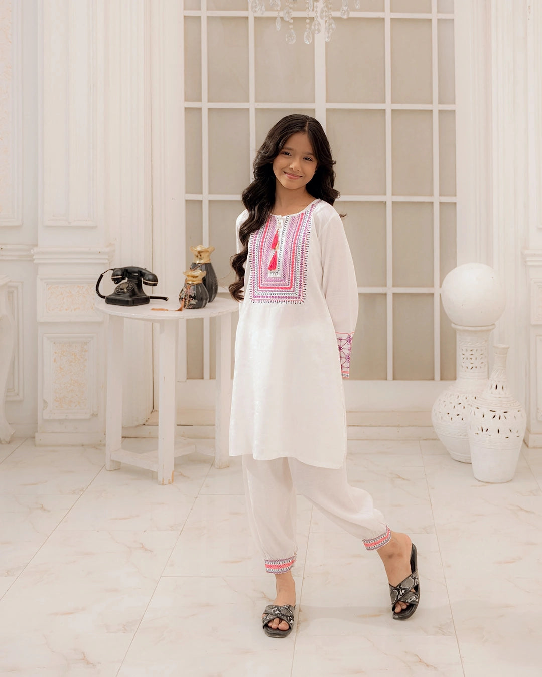 Embroidered Khaddar Suit - Crimson Thread