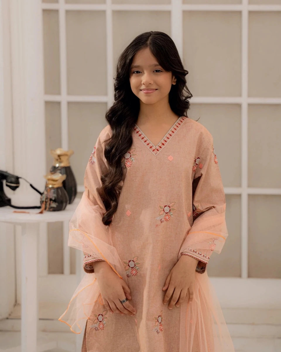 Embroidered Khaddar Suit - Sand Bloom for girls — Rangooz