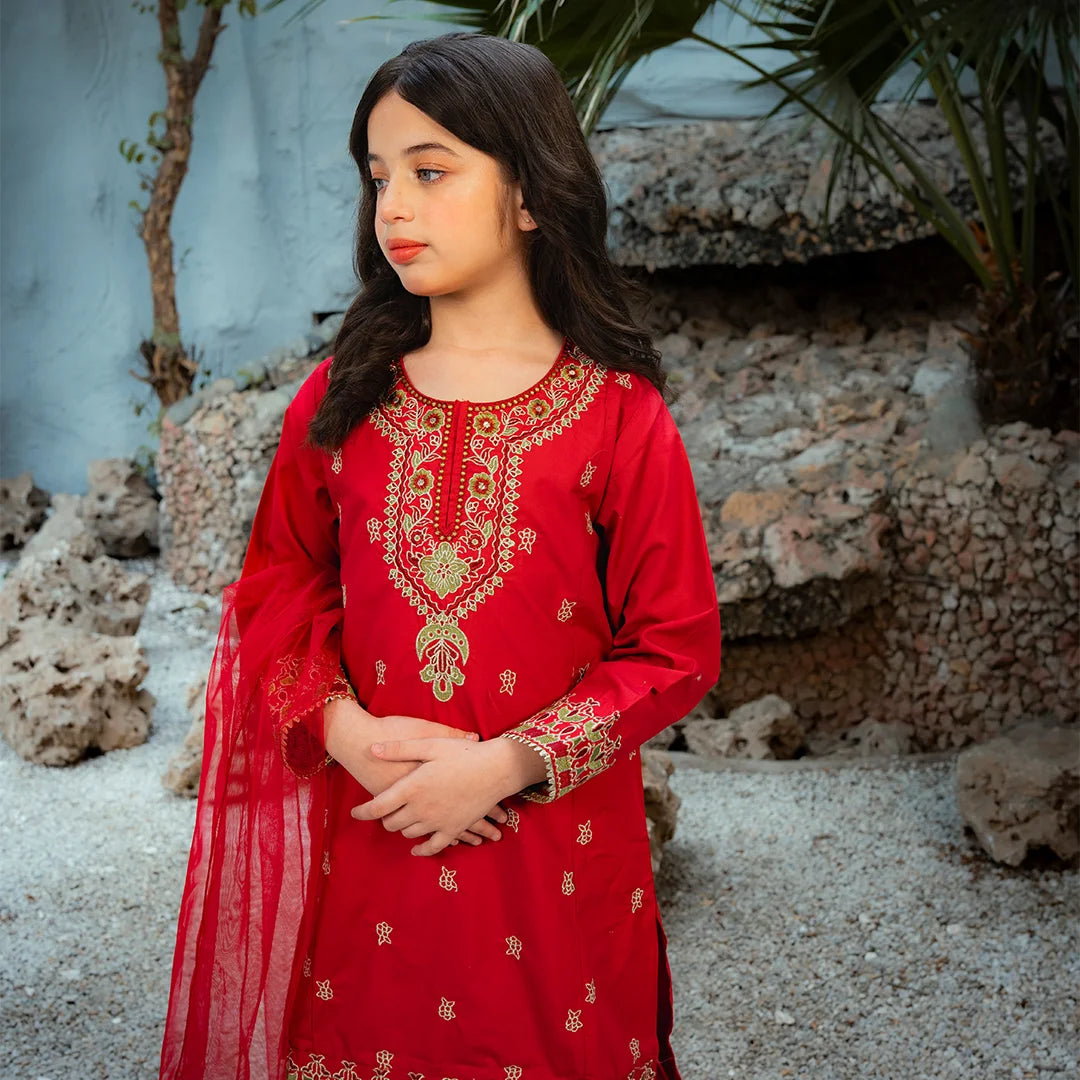 Embroidered  Cotton Suit –Surkhnoor