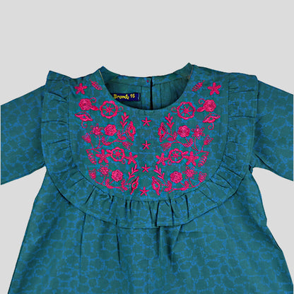 Elegant Sea Green Frock for Girls | Soft & Stylish