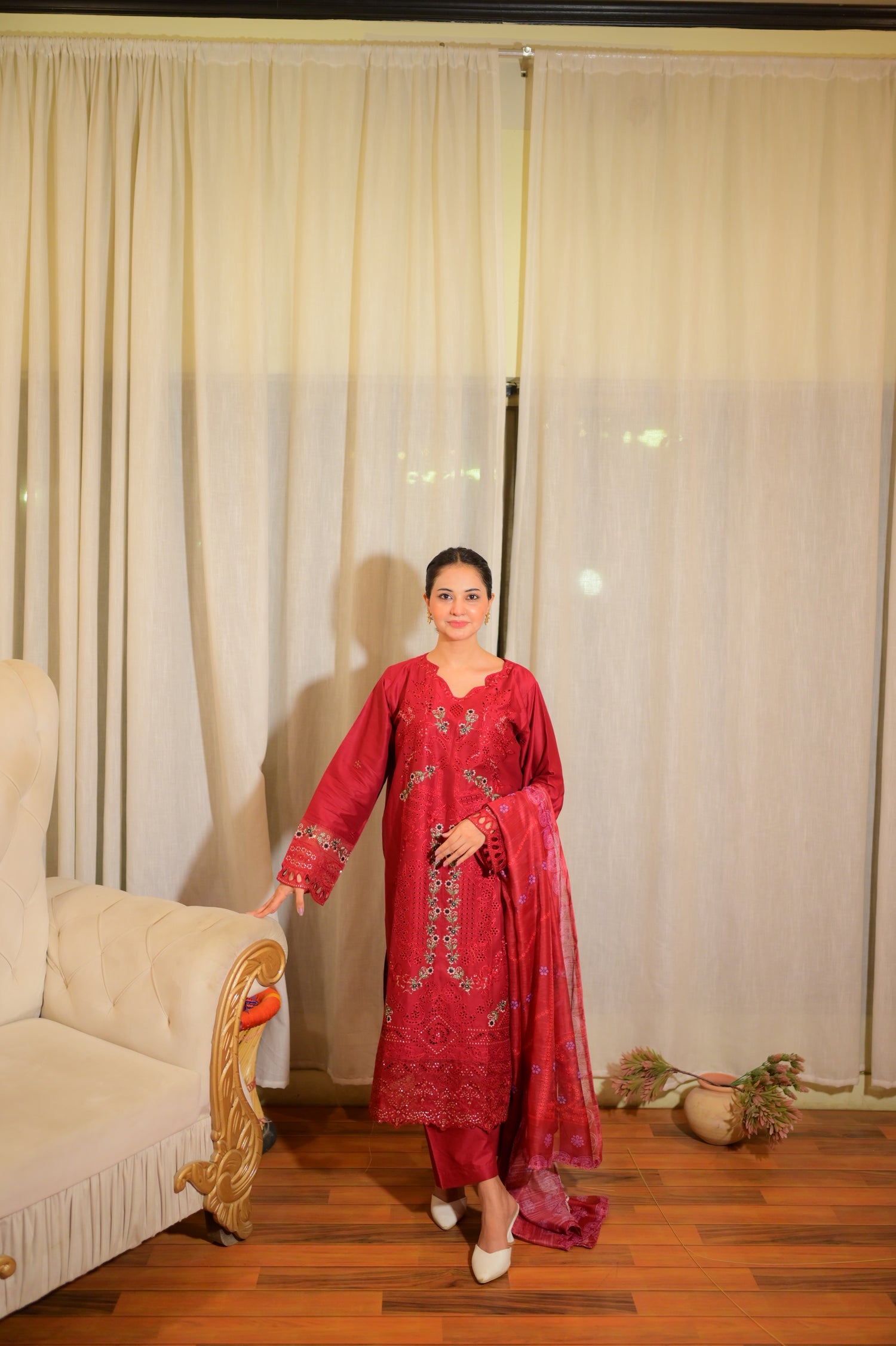 Embroidered Cotton Suit – Rania