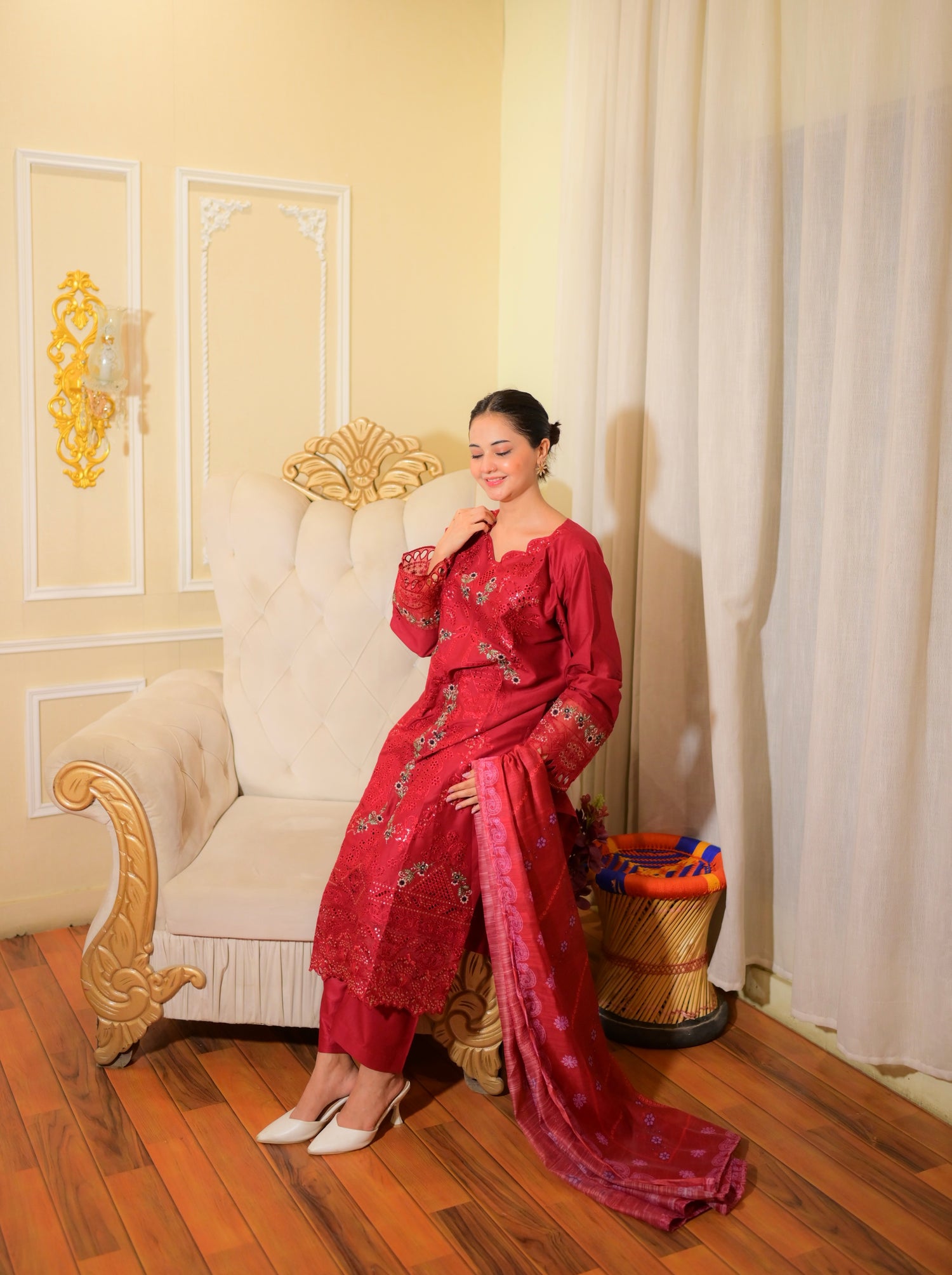 Embroidered Cotton Suit – Rania