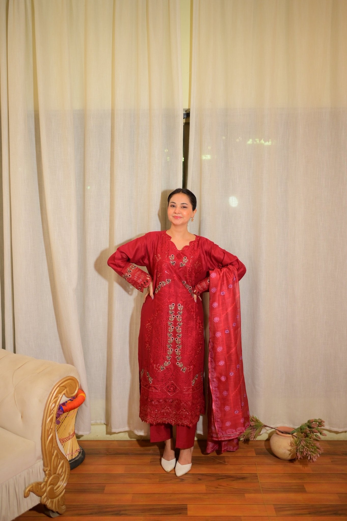 Embroidered Cotton Suit – Rania for women — Rangooz