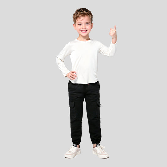 Black Kids 6-Pocket Cargo Pant (Ages 2-16 Years) – 100% Cotton