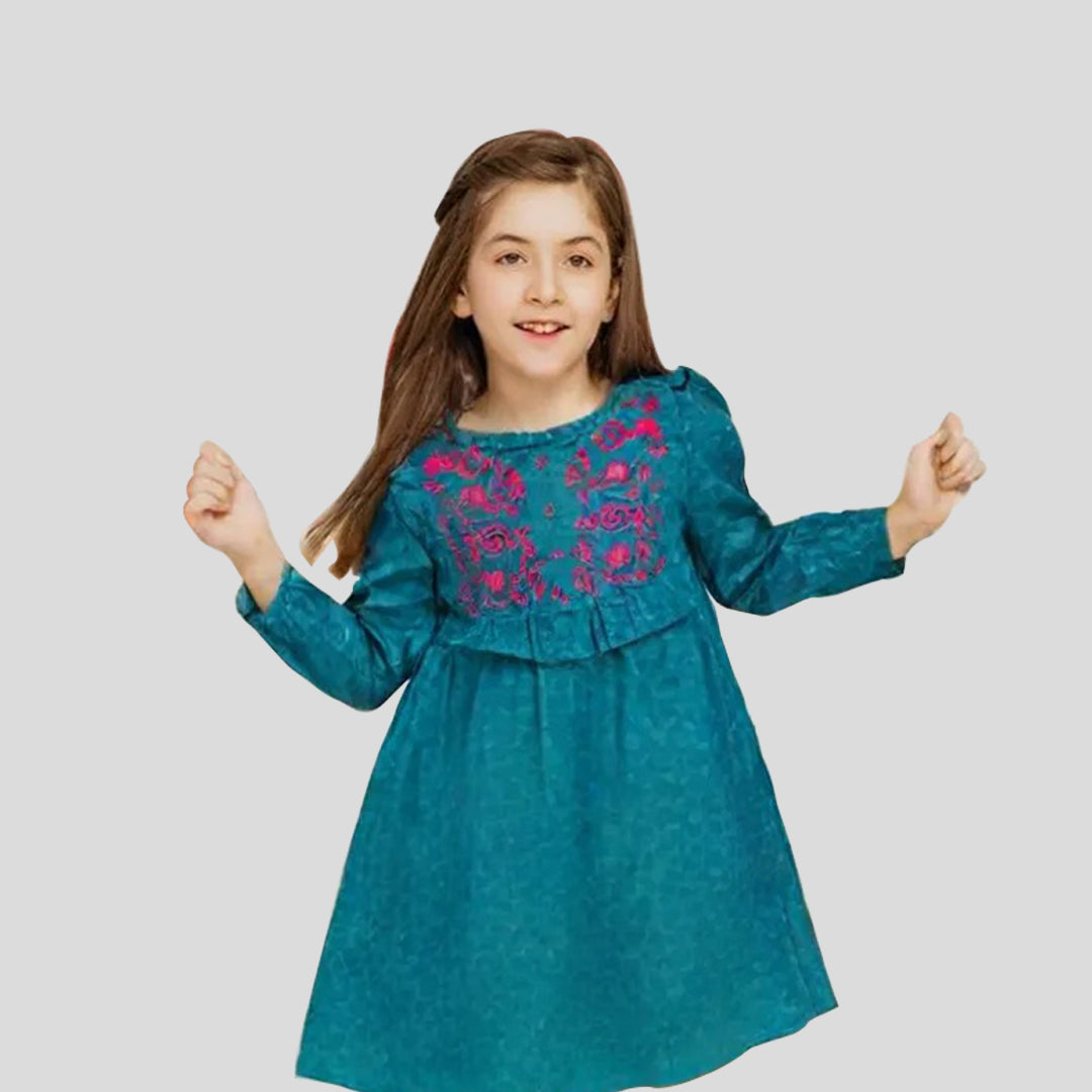 Elegant Sea Green Frock for Girls | Soft & Stylish