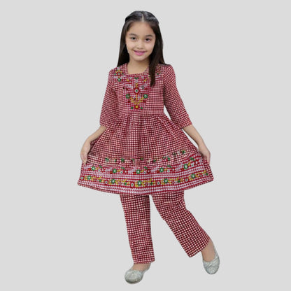 Pink Frock Cord Set Embroidered 100% Cotton