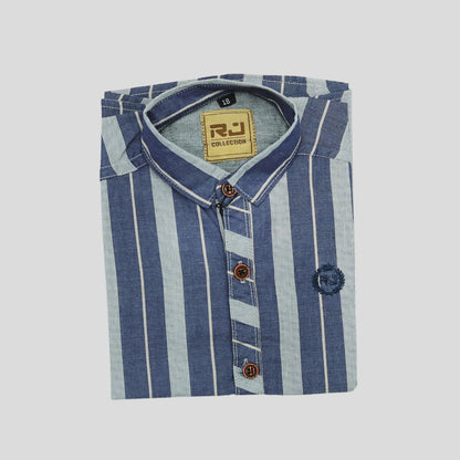 Blue & Ash Grey Checked Shirt – Soft, Stylish Boyswear