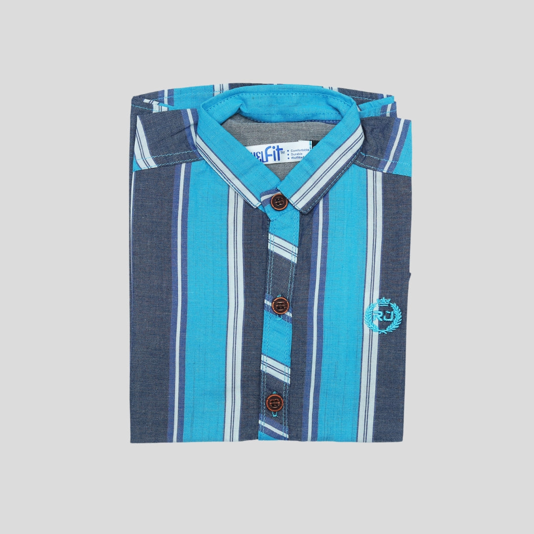 Light Blue & Grey Cotton Lined Check Shirt